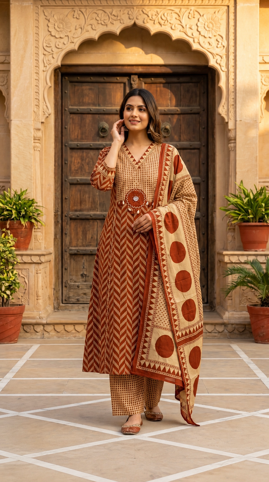 Pure Cotton A-Line Suit