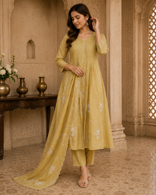 Pure Mul Chanderi Silk Suit