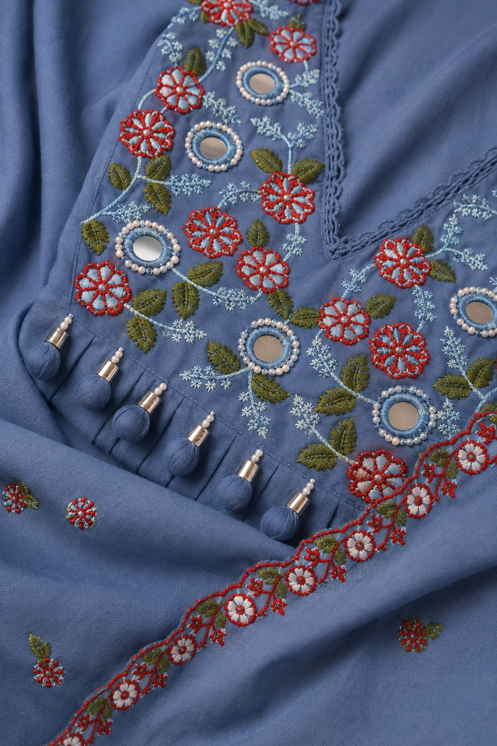 Pure Cotton A-Line Kurti Pant And Dupatta Set