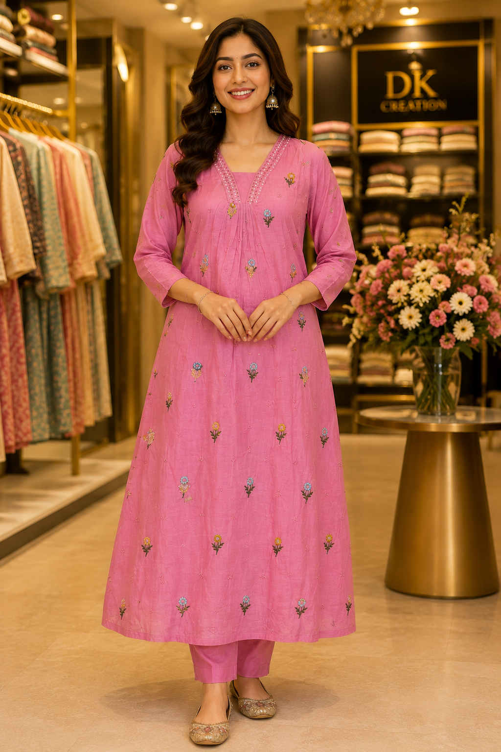 SEMI PARTY WEAR MUL CHANDERI SUIT