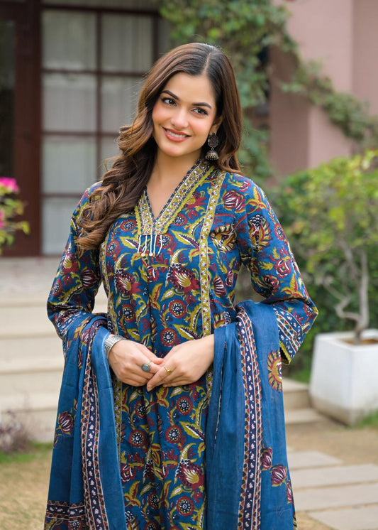 Pure Cotton A-Line Kurti Plazzo
