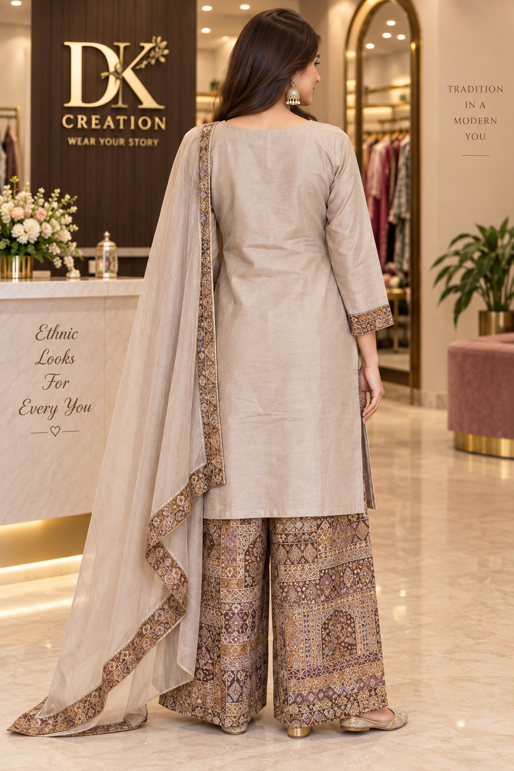 Festival Wear Shimmer Tissue Handwork Suit