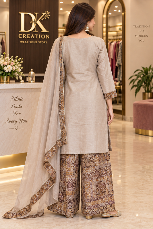 Festival Wear Shimmer Tissue Handwork Suit