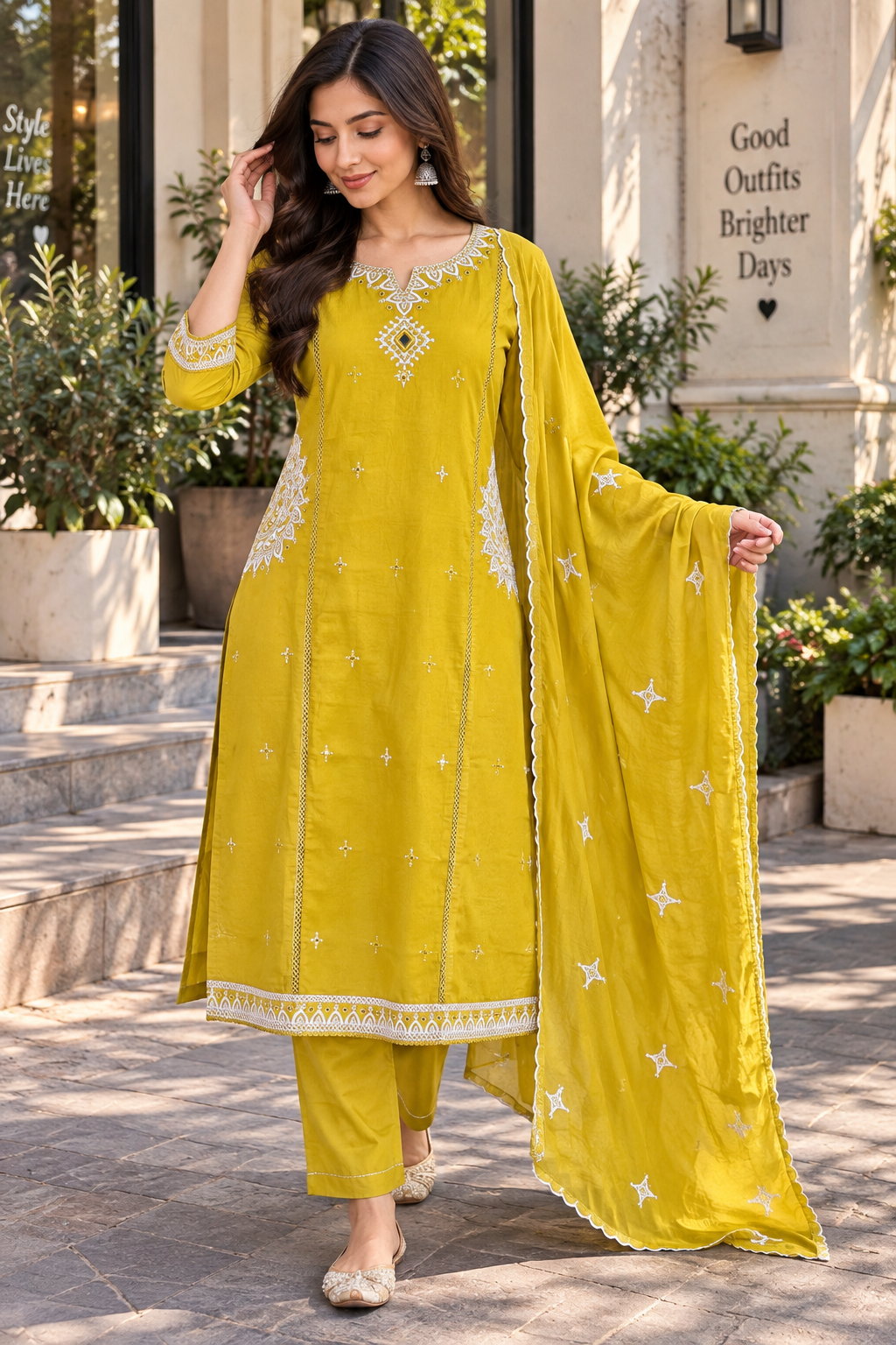 PURE MUL COTTON 3pc Embroidery suit