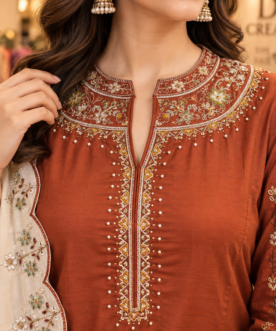 Mul Chanderi Festival Wear A-Iine Suit