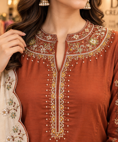 Mul Chanderi Festival Wear A-Iine Suit