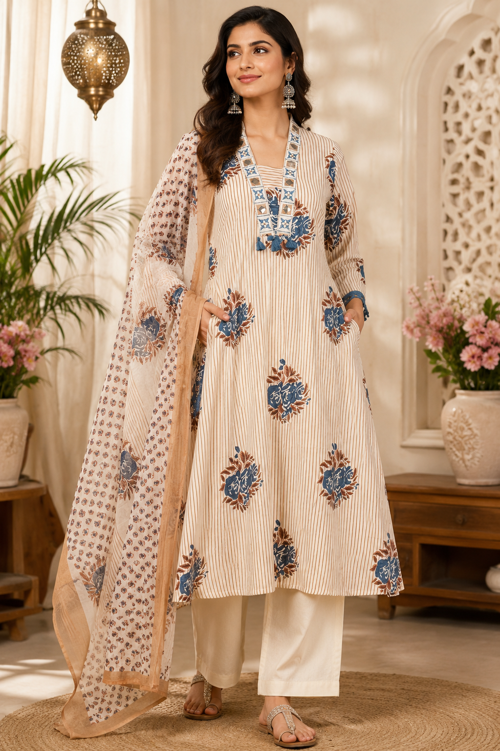 Pure Cotton A-Line Suit