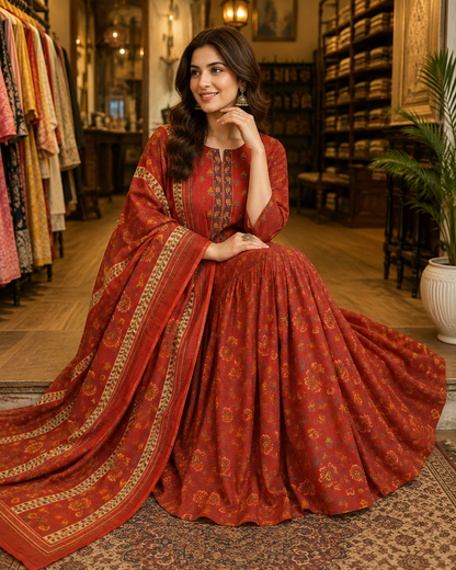 Pure Cotton Kurti Ghagra and Dupatta Set