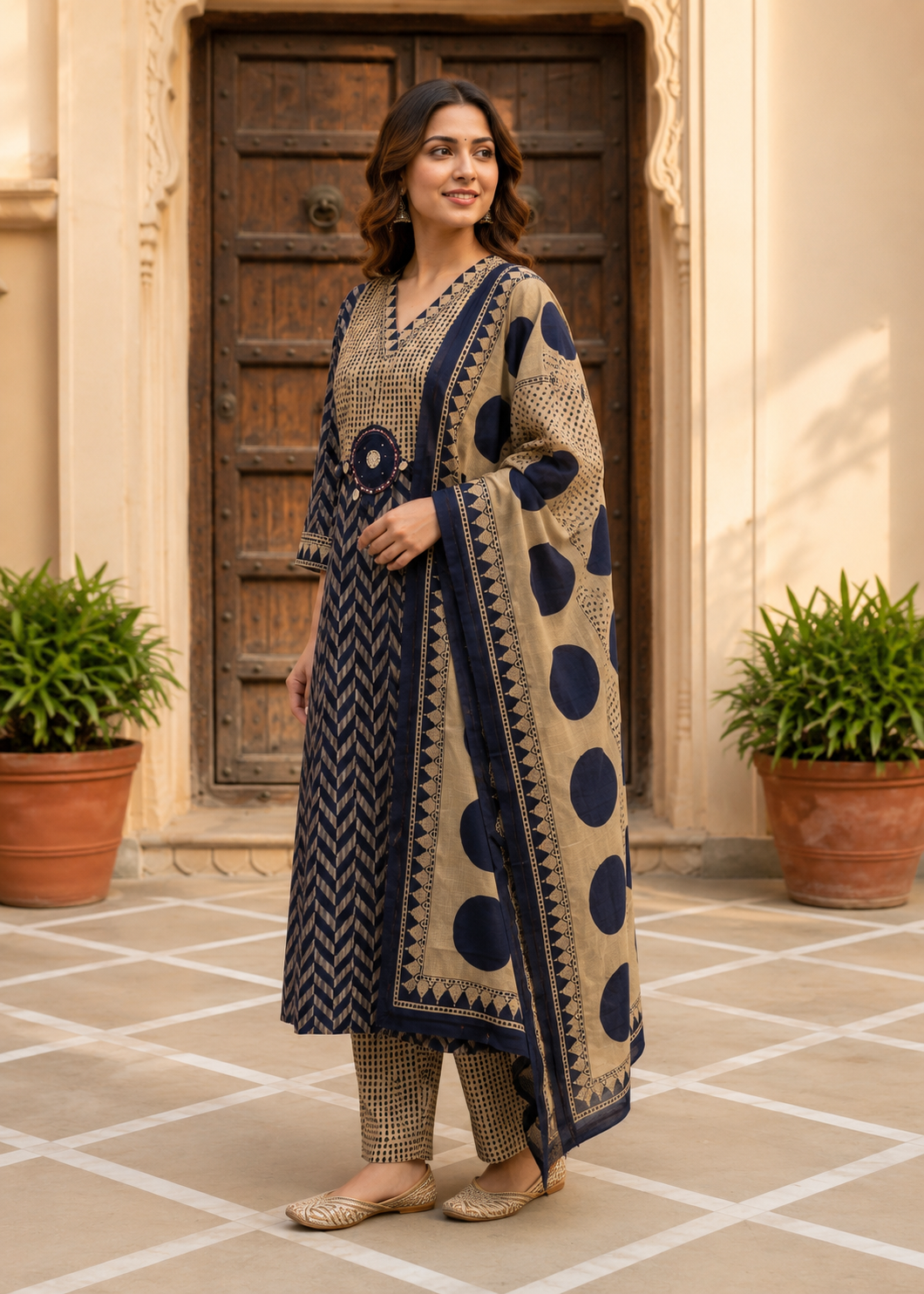 Pure Cotton A-Line Suit
