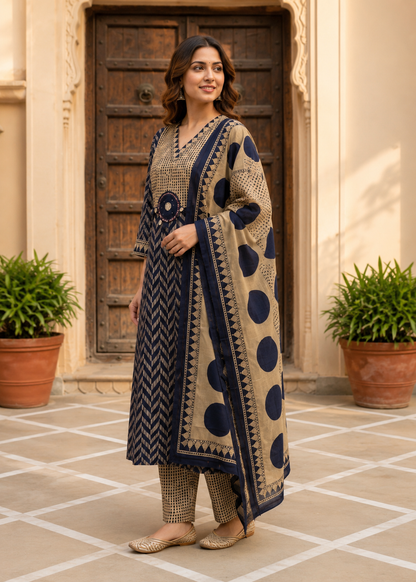 Pure Cotton A-Line Suit