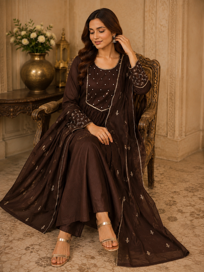 Mul Chanderi Silk Suit
