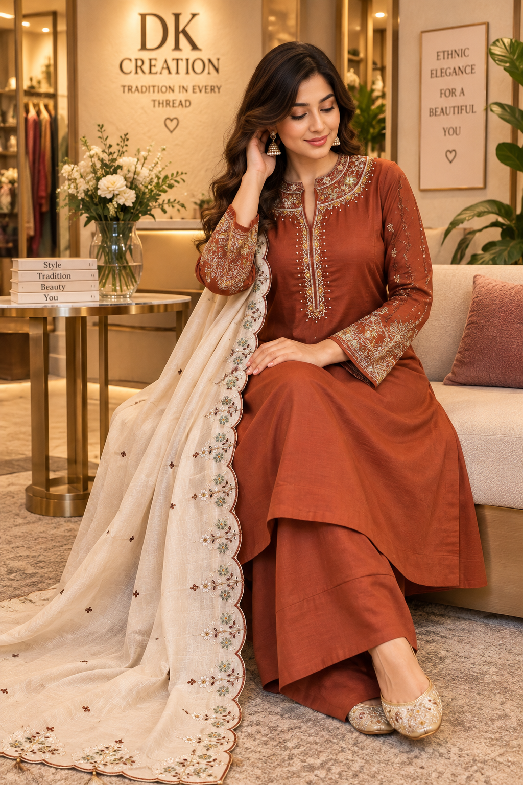 Mul Chanderi Festival Wear A-Iine Suit