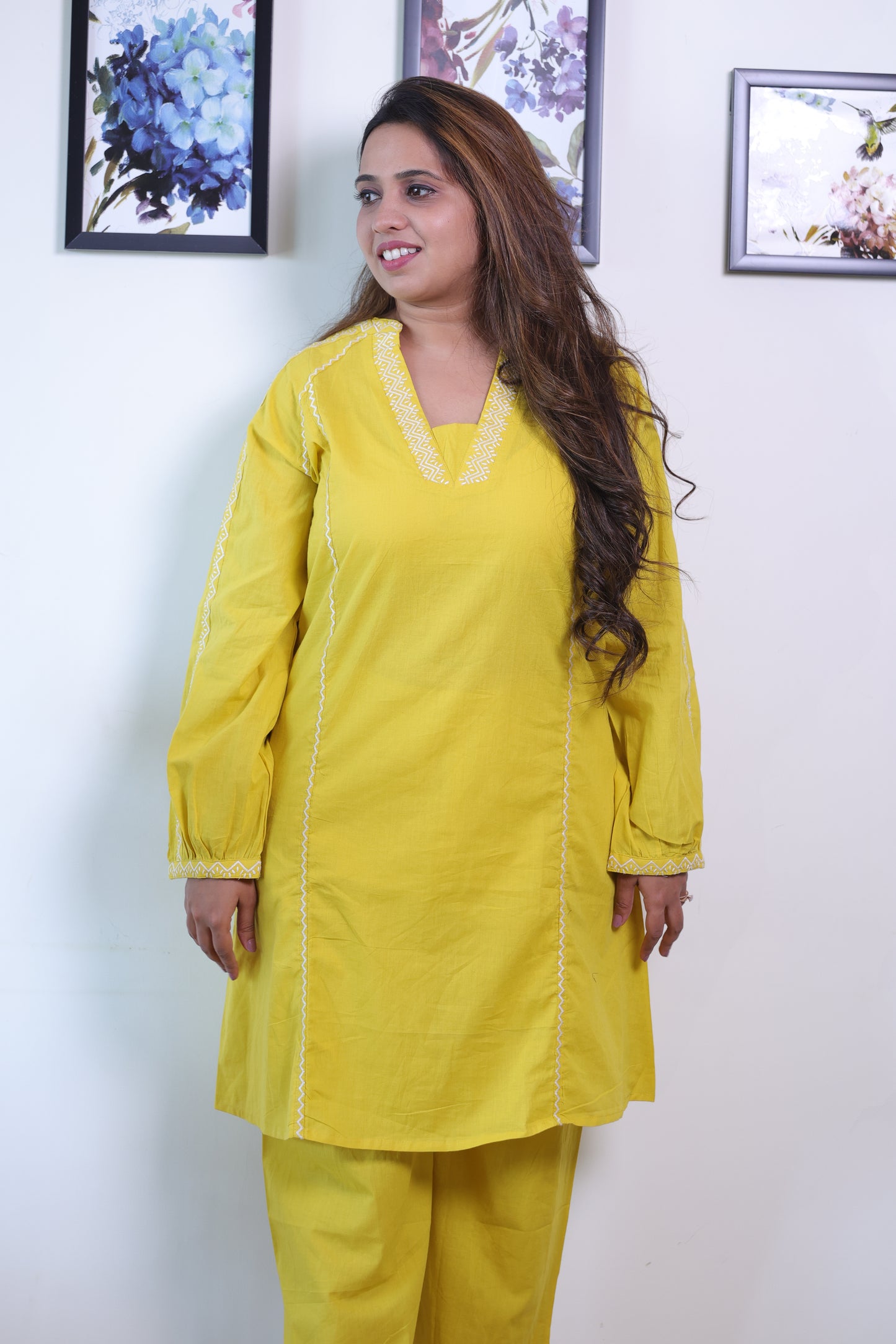 Yellow V-Neck co-ord set