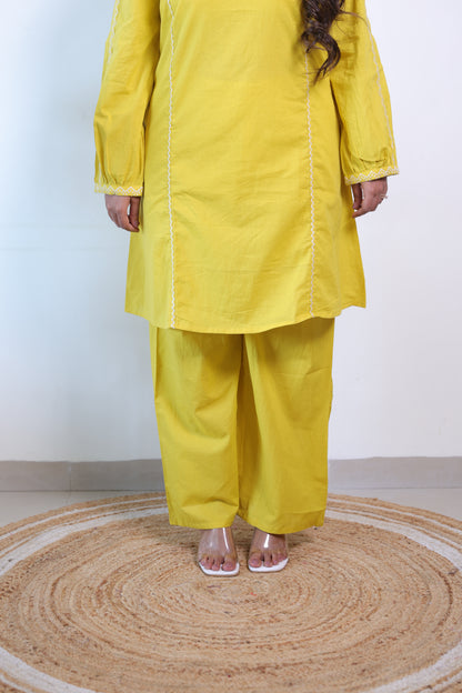 Yellow V-Neck co-ord set
