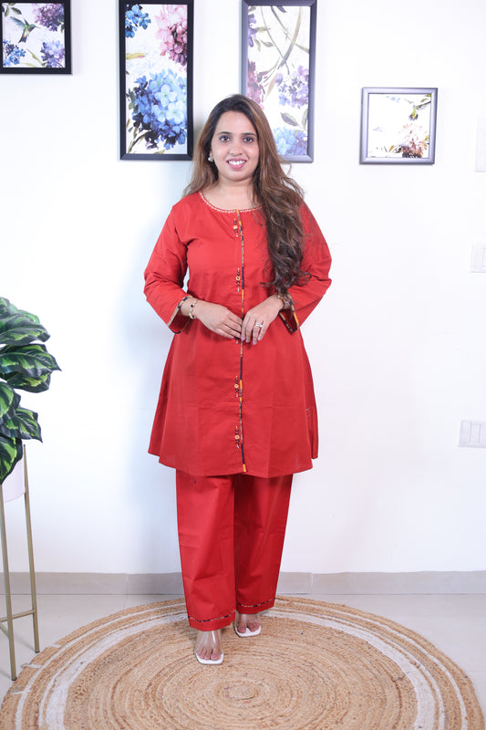 Red Cotton Co-ord set