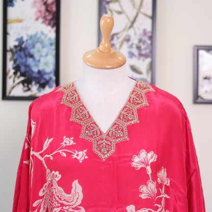 V-neck Red Flower Print