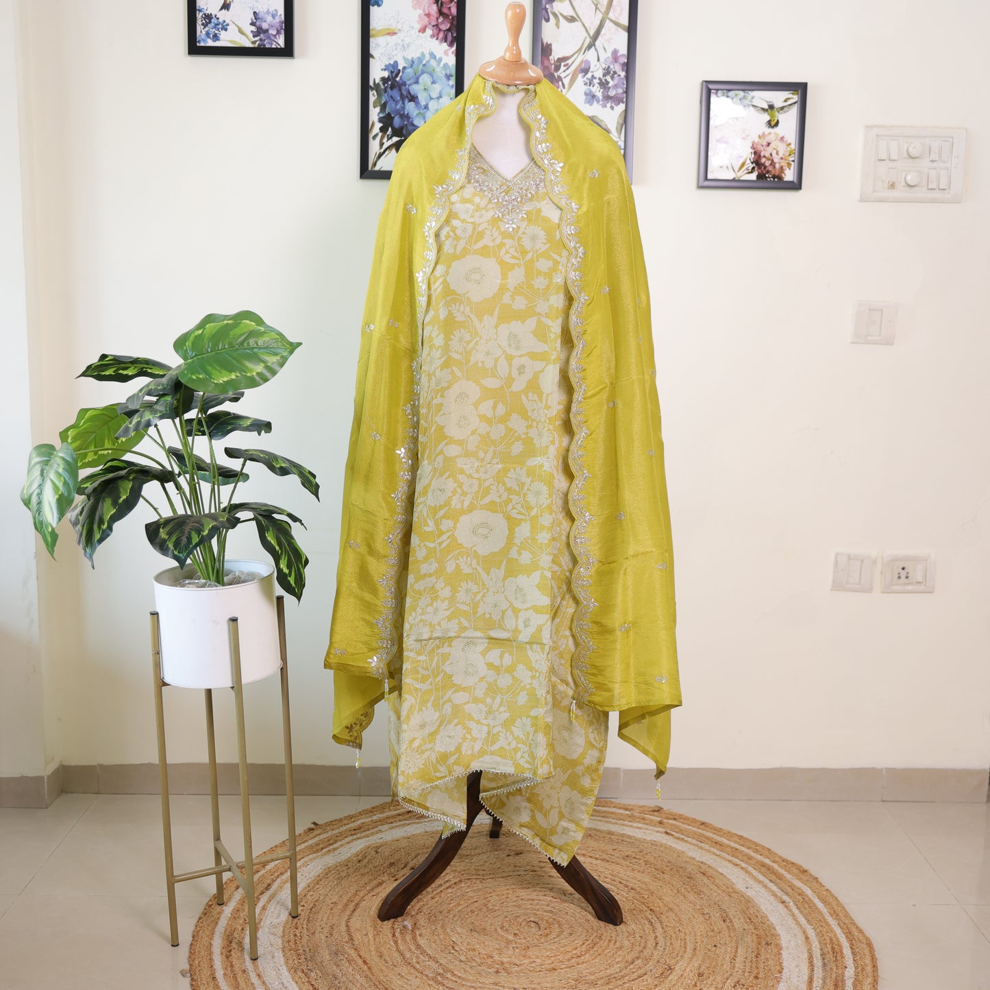 Soft Tissue Fabric Yellow Flower
