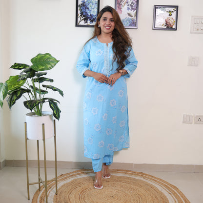 Jaipuri  Round Neck Kurti 3 Pcs