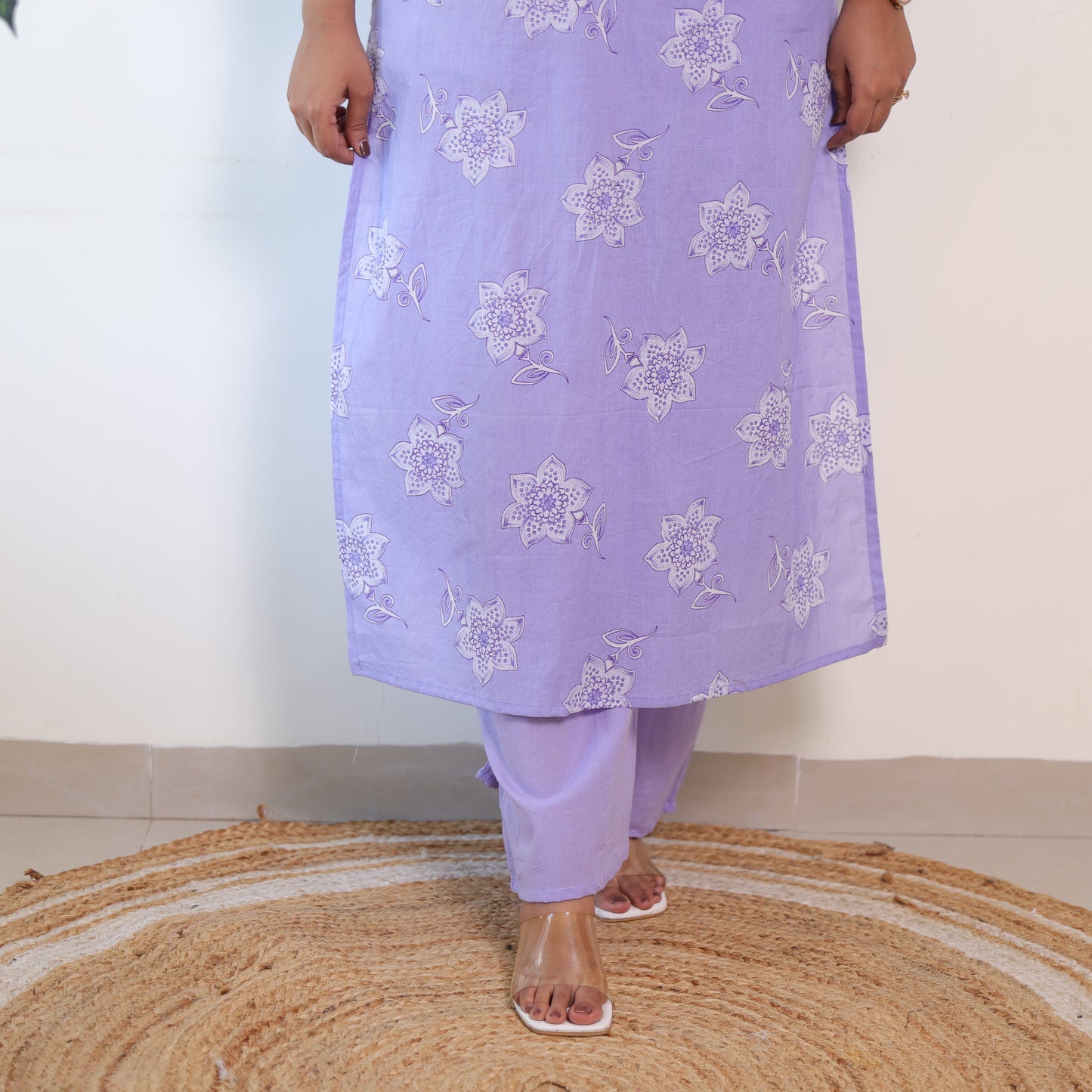 Jaipuri  Round Neck Kurti 3 Pcs
