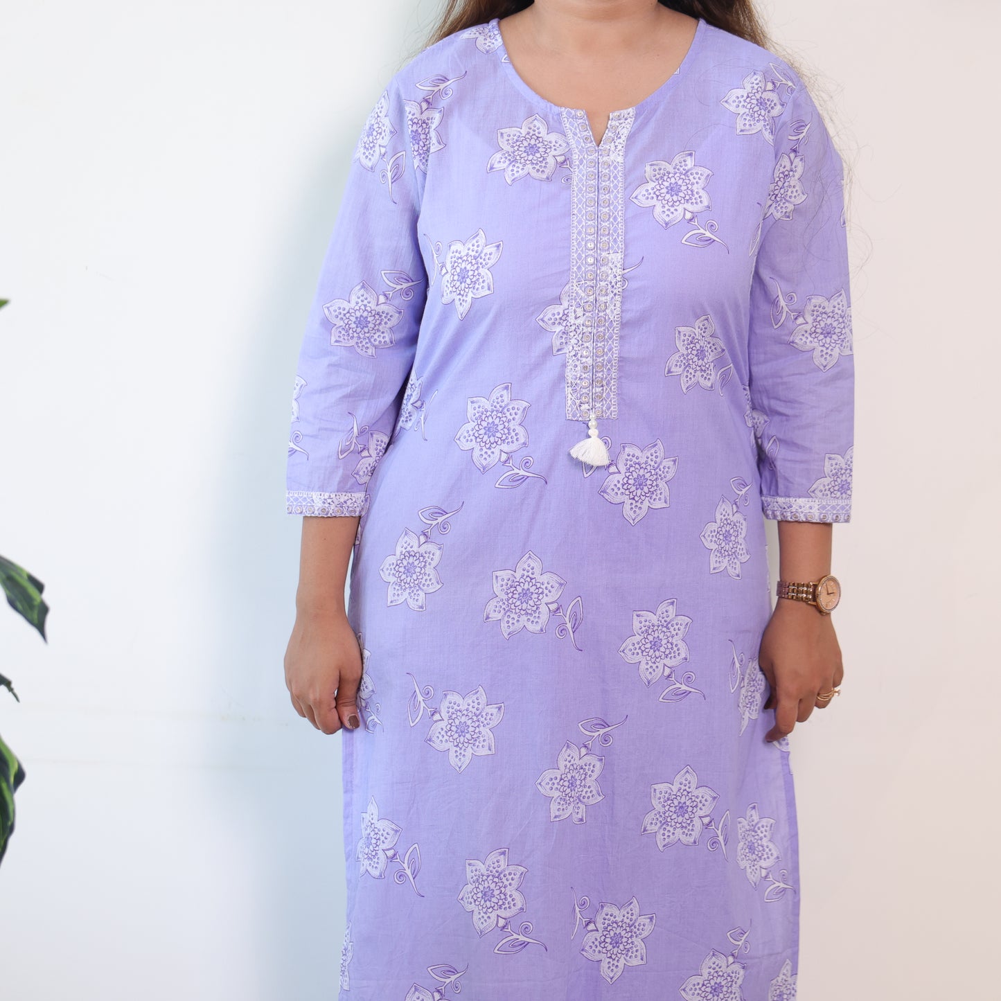 Jaipuri  Round Neck Kurti 3 Pcs