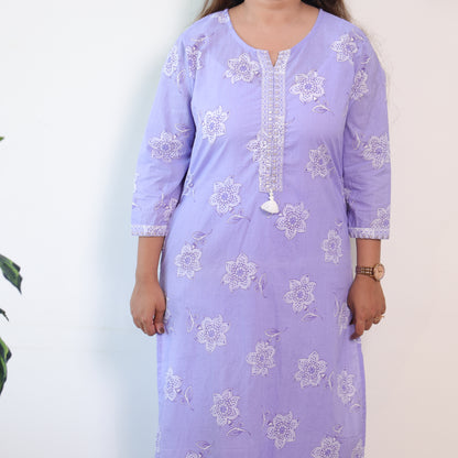 Jaipuri  Round Neck Kurti 3 Pcs