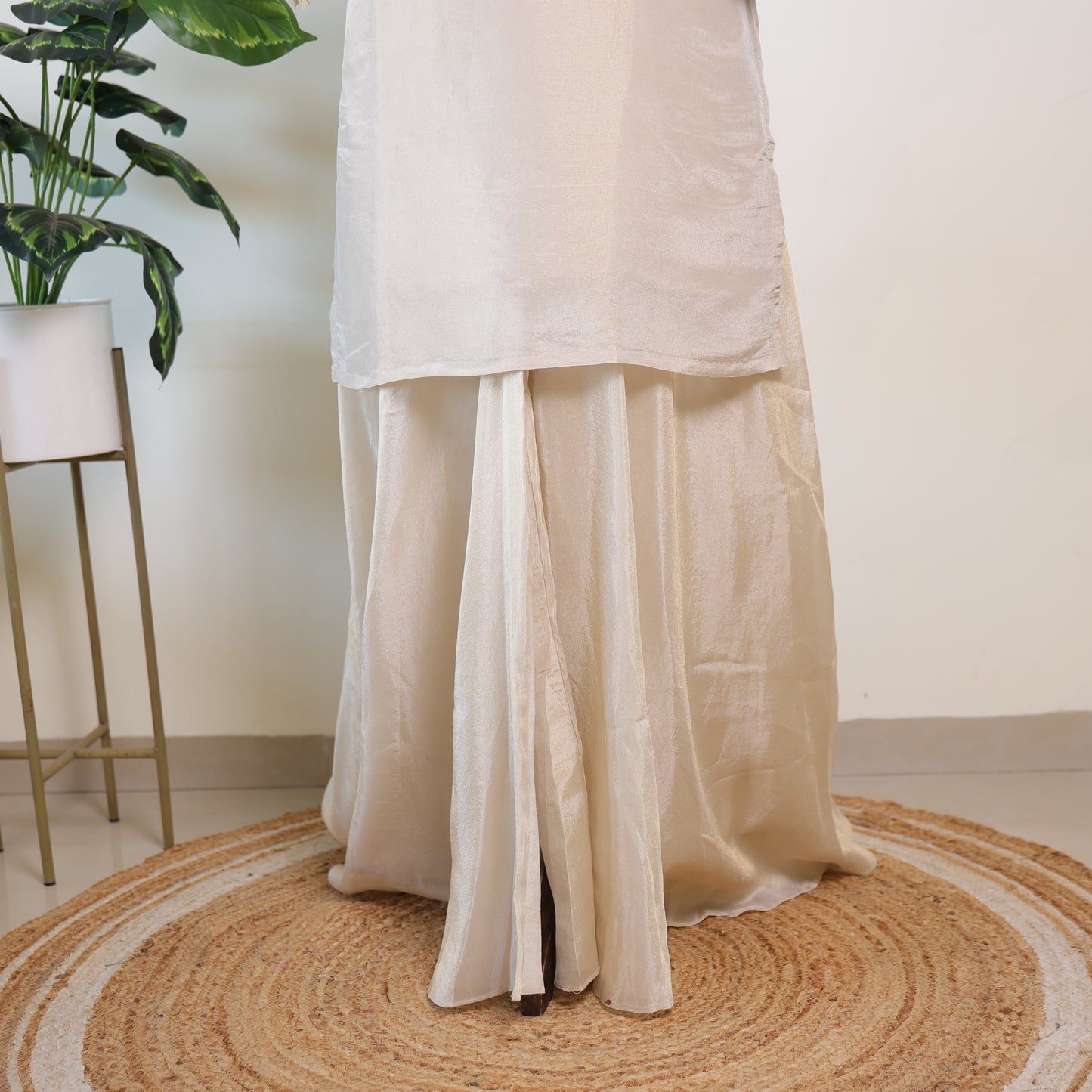 Off White Green Sharara Set
