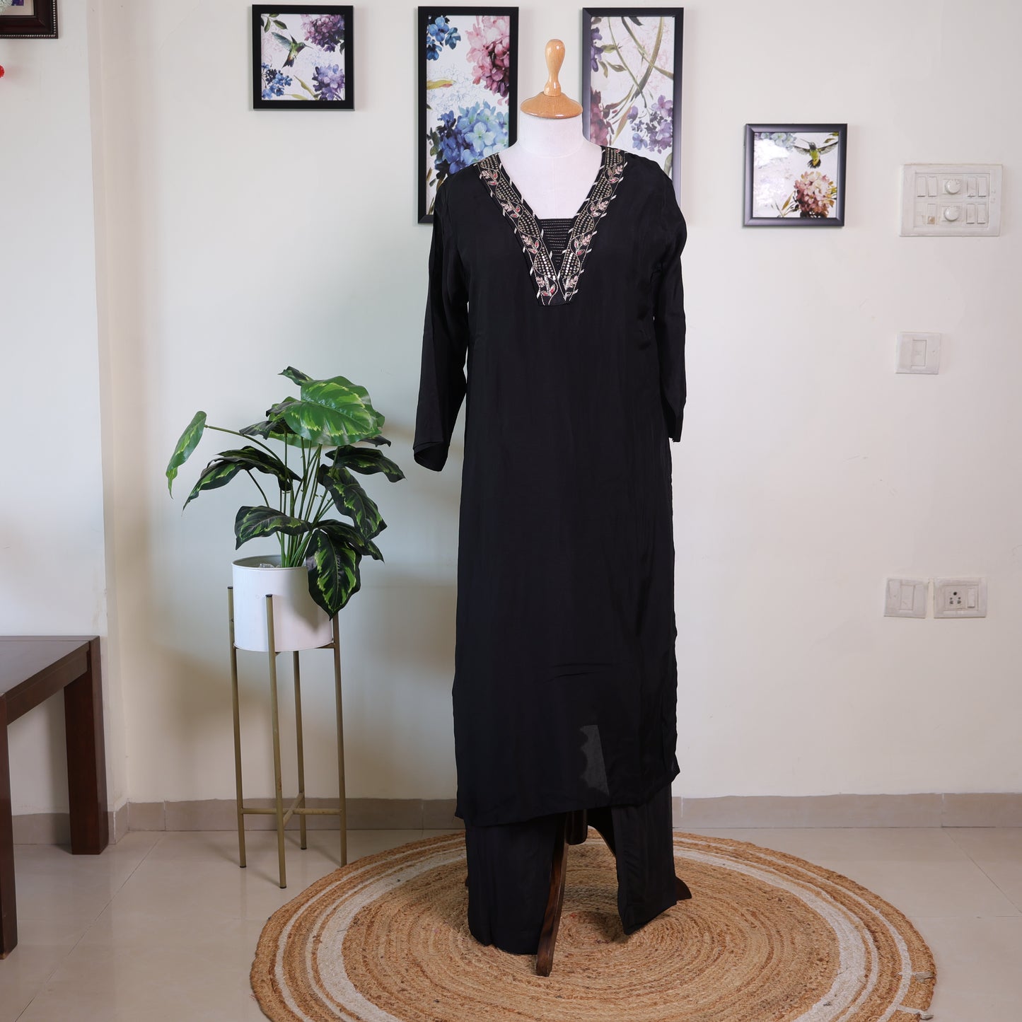 Black with Digital Print Dupatta