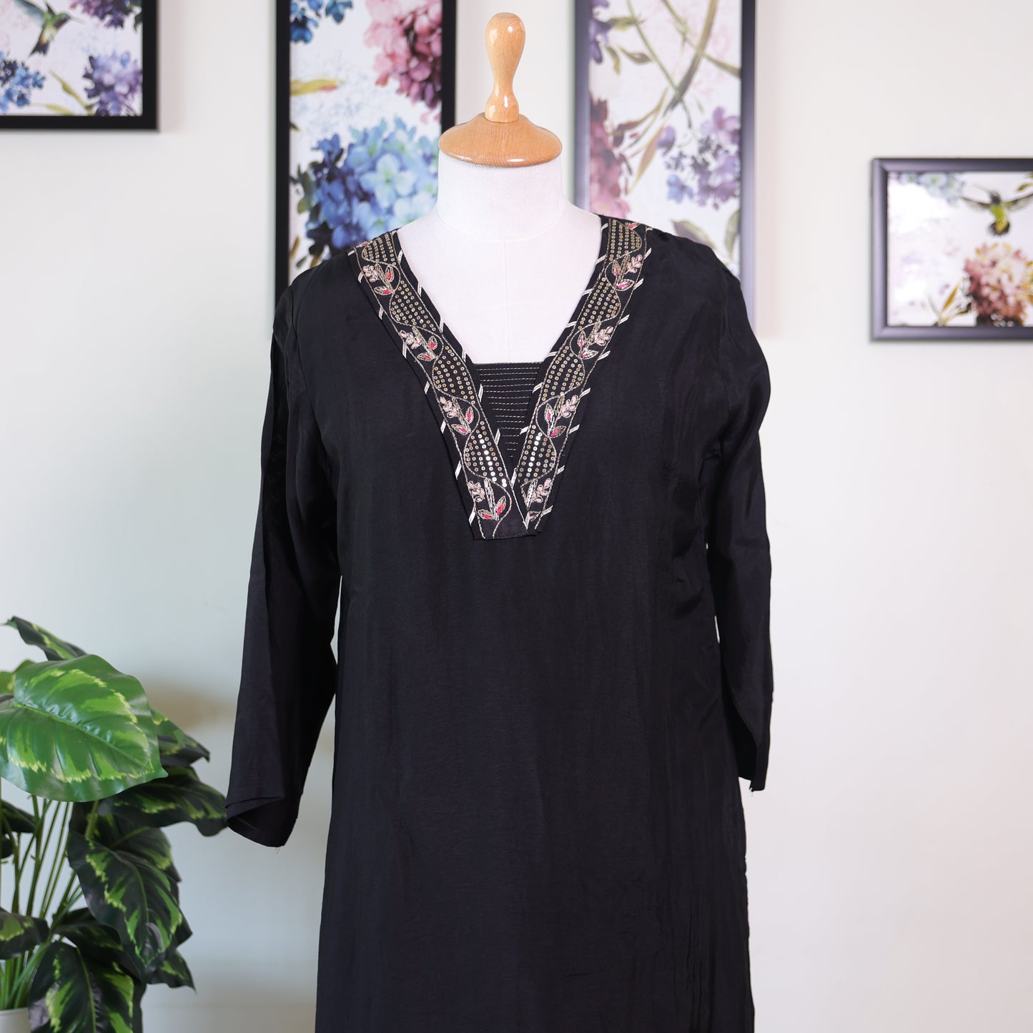 Black with Digital Print Dupatta