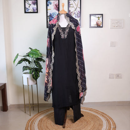 Black with Digital Print Dupatta
