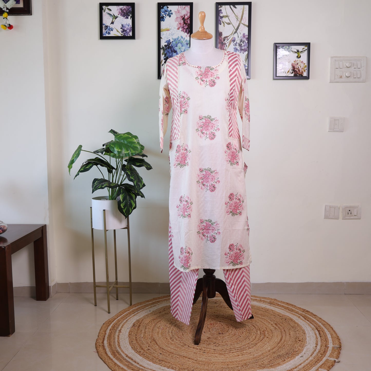 Off white Flower Print
