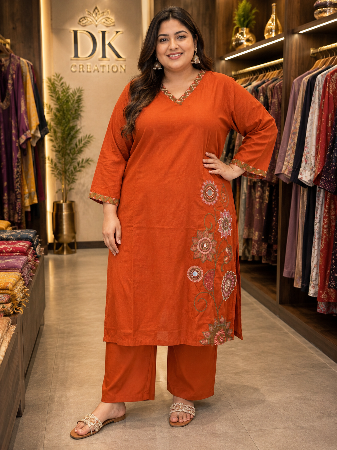 PURE COTTON BIG SIZE KURTI WITH PLAZZO PANT