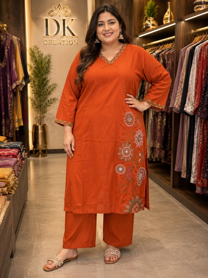 PURE COTTON BIG SIZE KURTI WITH PLAZZO PANT