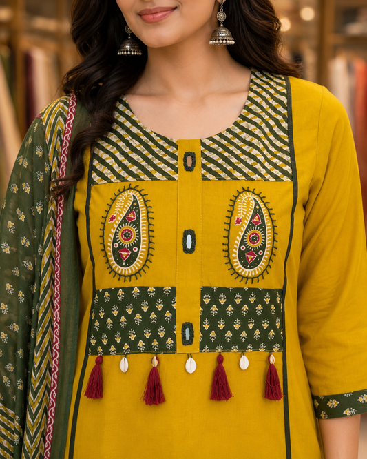 Pure Cotton A-Line Suit