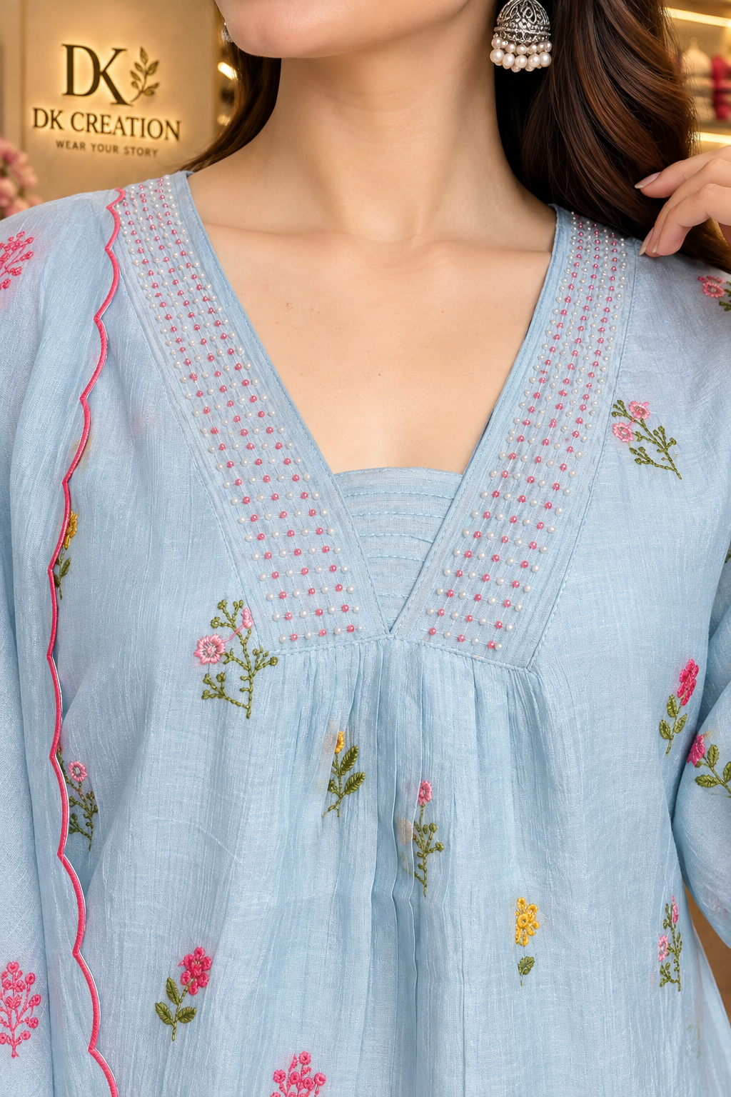 Mul Chanderi Semi Party Wear Suit
