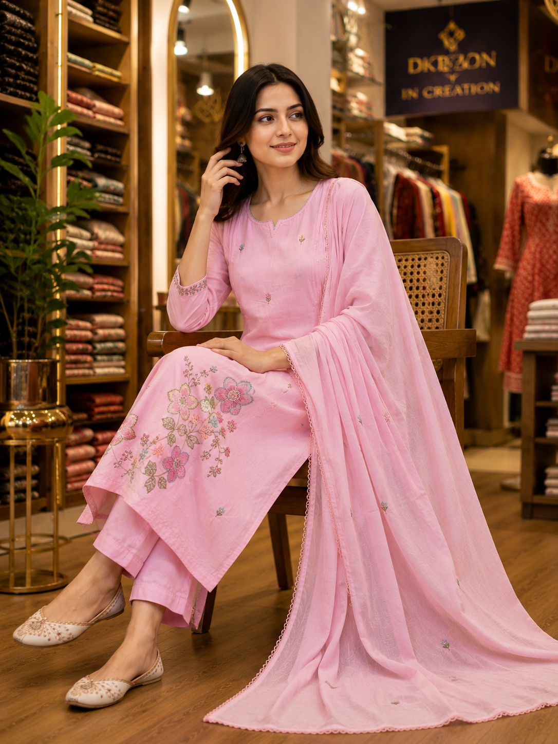 PURE MUL COTTON EMBROIDERY SUIT
