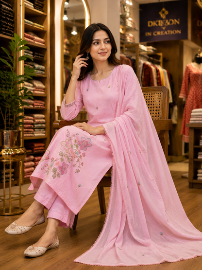 PURE MUL COTTON EMBROIDERY SUIT