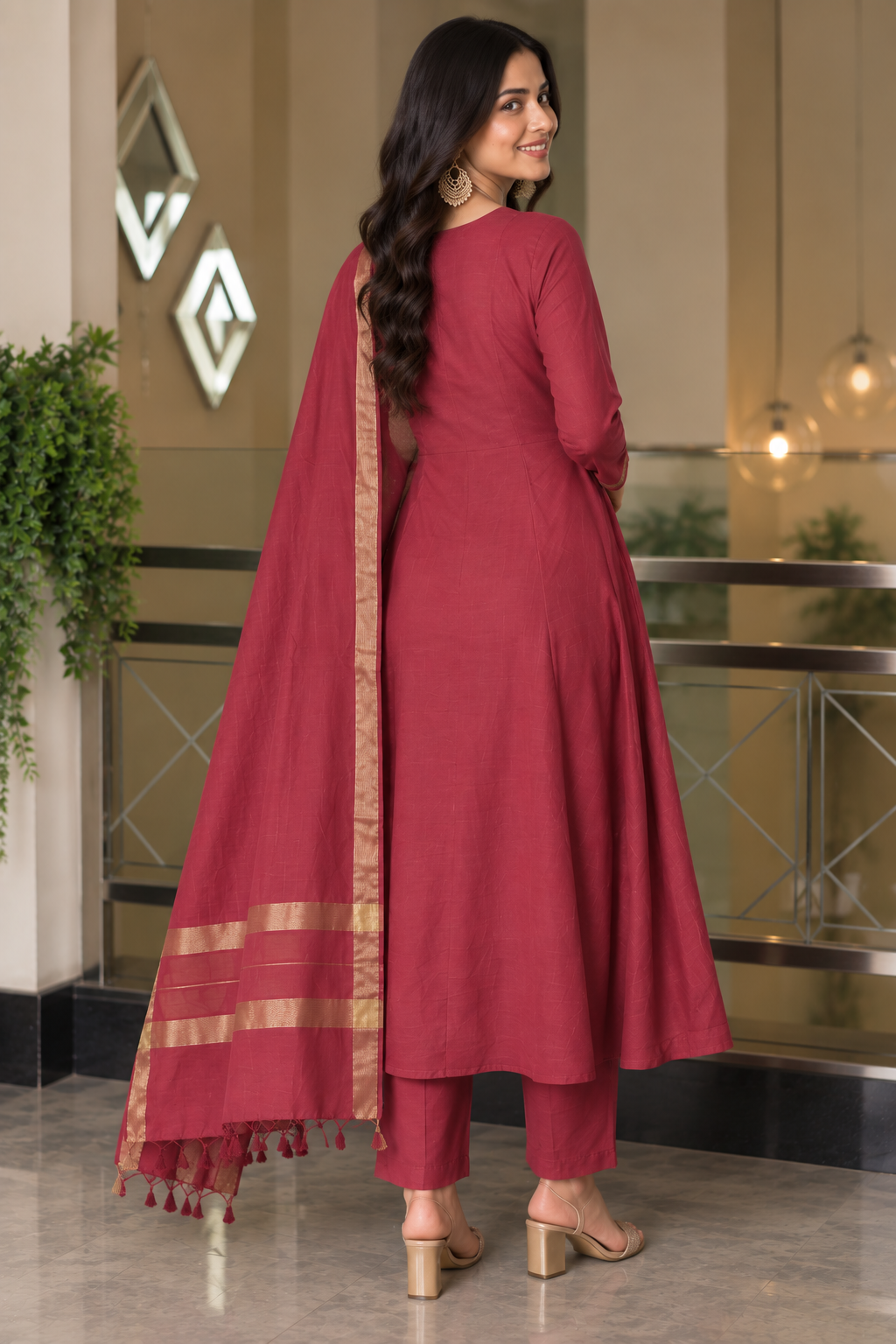 Mul Chanderi Fabric Festival Wear Suit