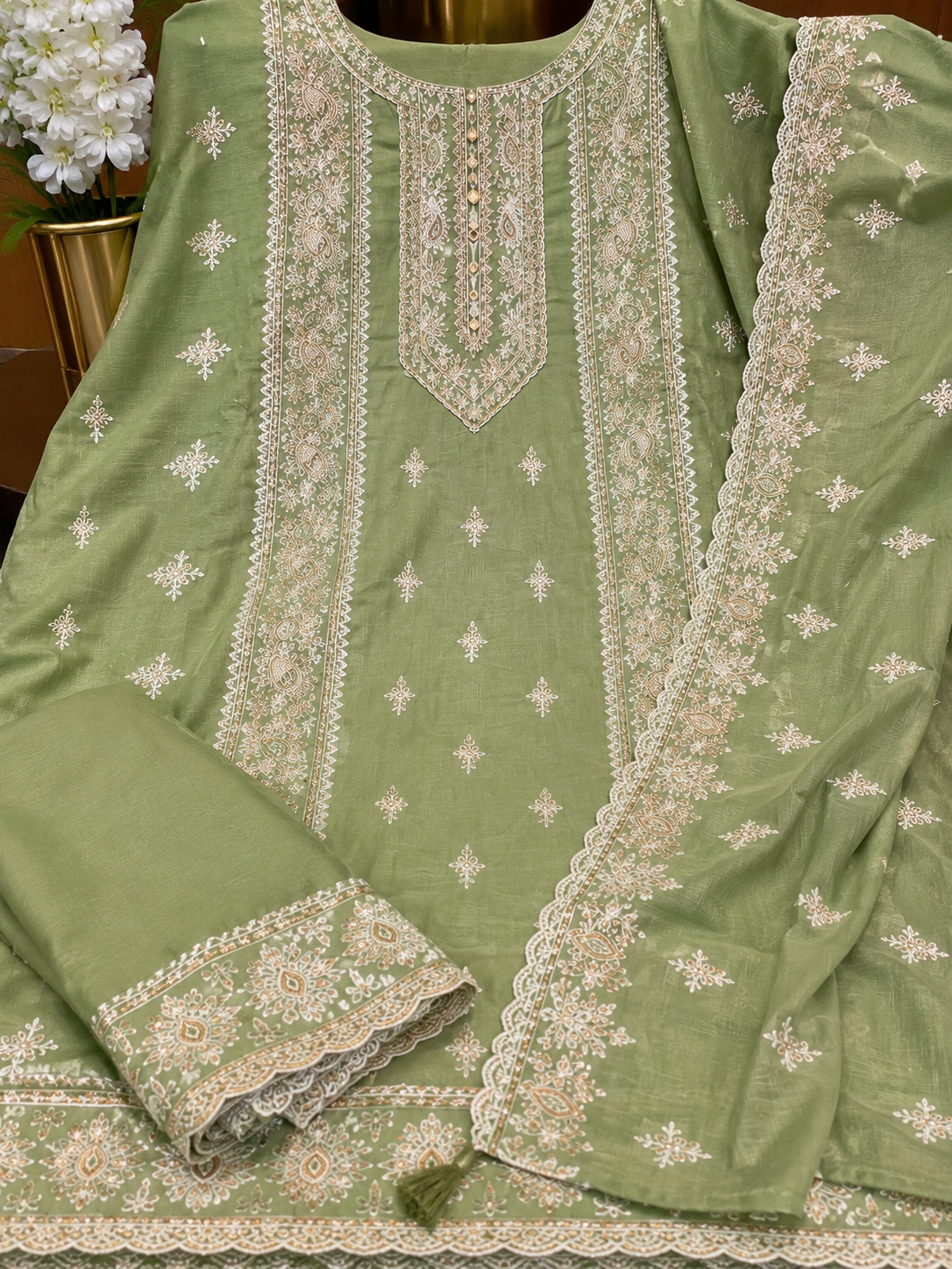 Pure Cotton Heavy Embroidery Suit