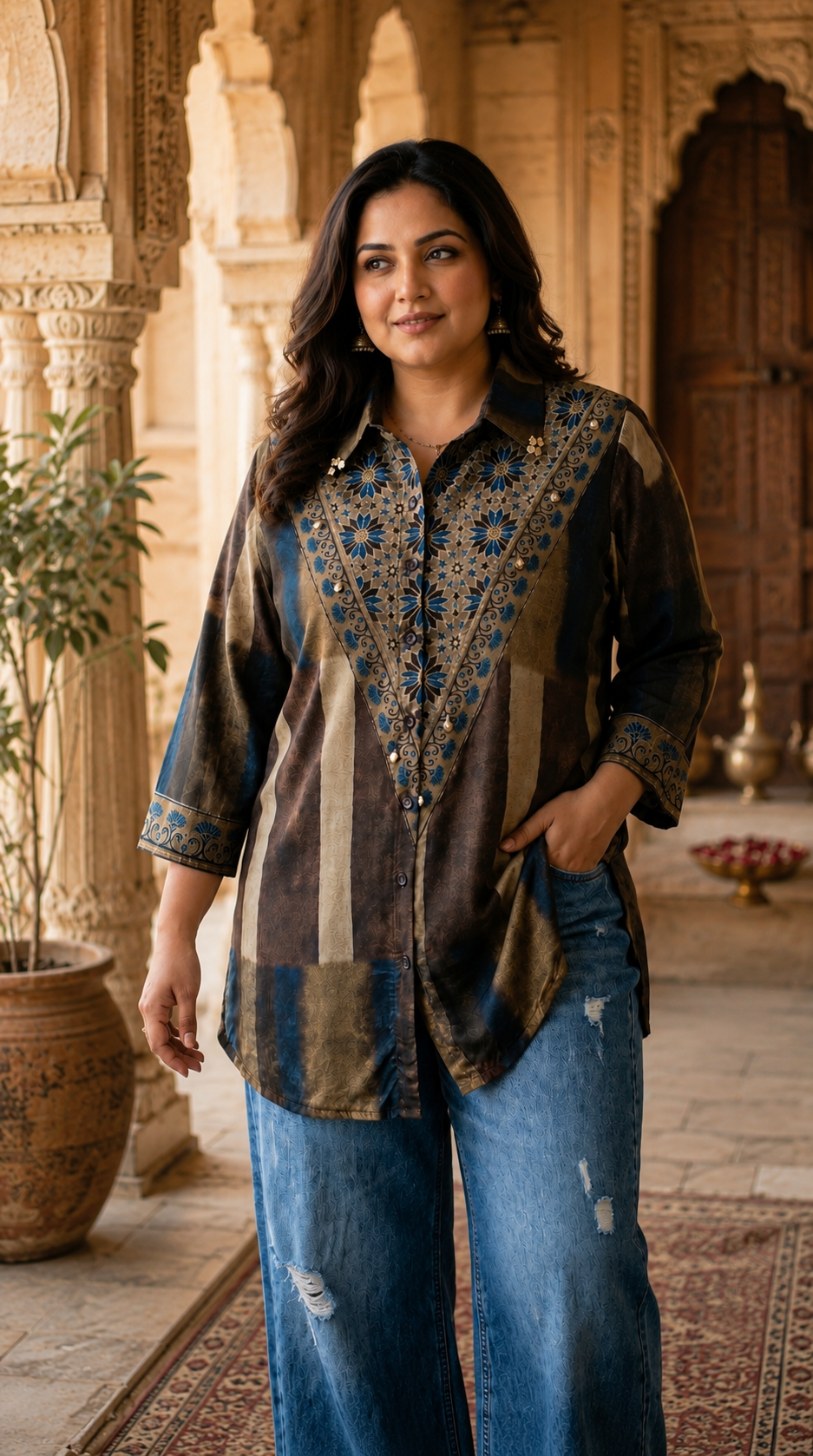 Pure Crape Big Size Shirt