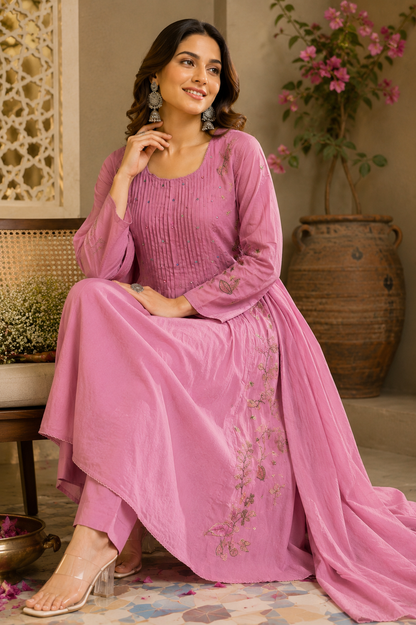 Pure Embroidery Mul Suit