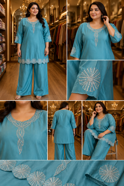 Silk Big Size Rakshabandhan Coord Set