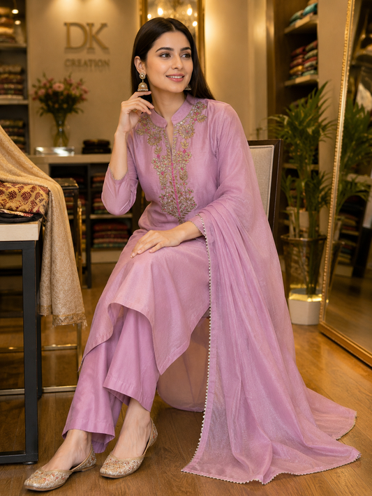 PURE MUL CHANDERI FESTIVAL WEAR SUIT