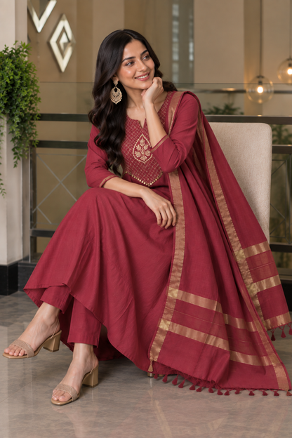 Mul Chanderi Fabric Festival Wear Suit