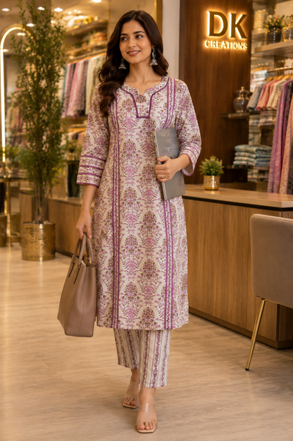 Pure Cotton Office Wear Kurti With Pant