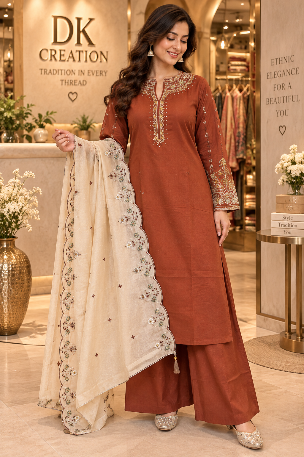 Mul Chanderi Festival Wear A-Iine Suit