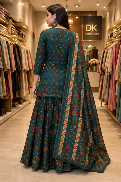 Pure Cotton Kurti Ghagra and Dupatta Set