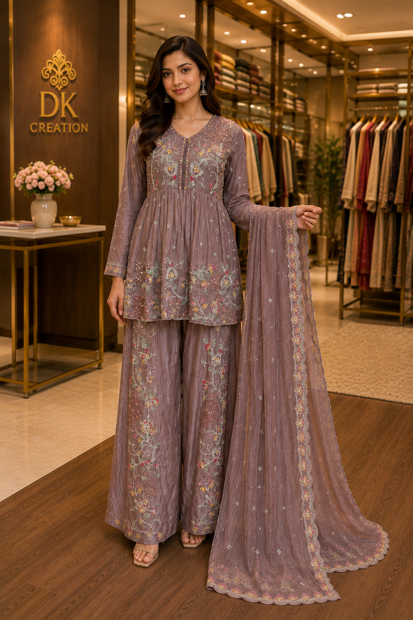 Indo Western Kurti Plazzo and Dupatta
