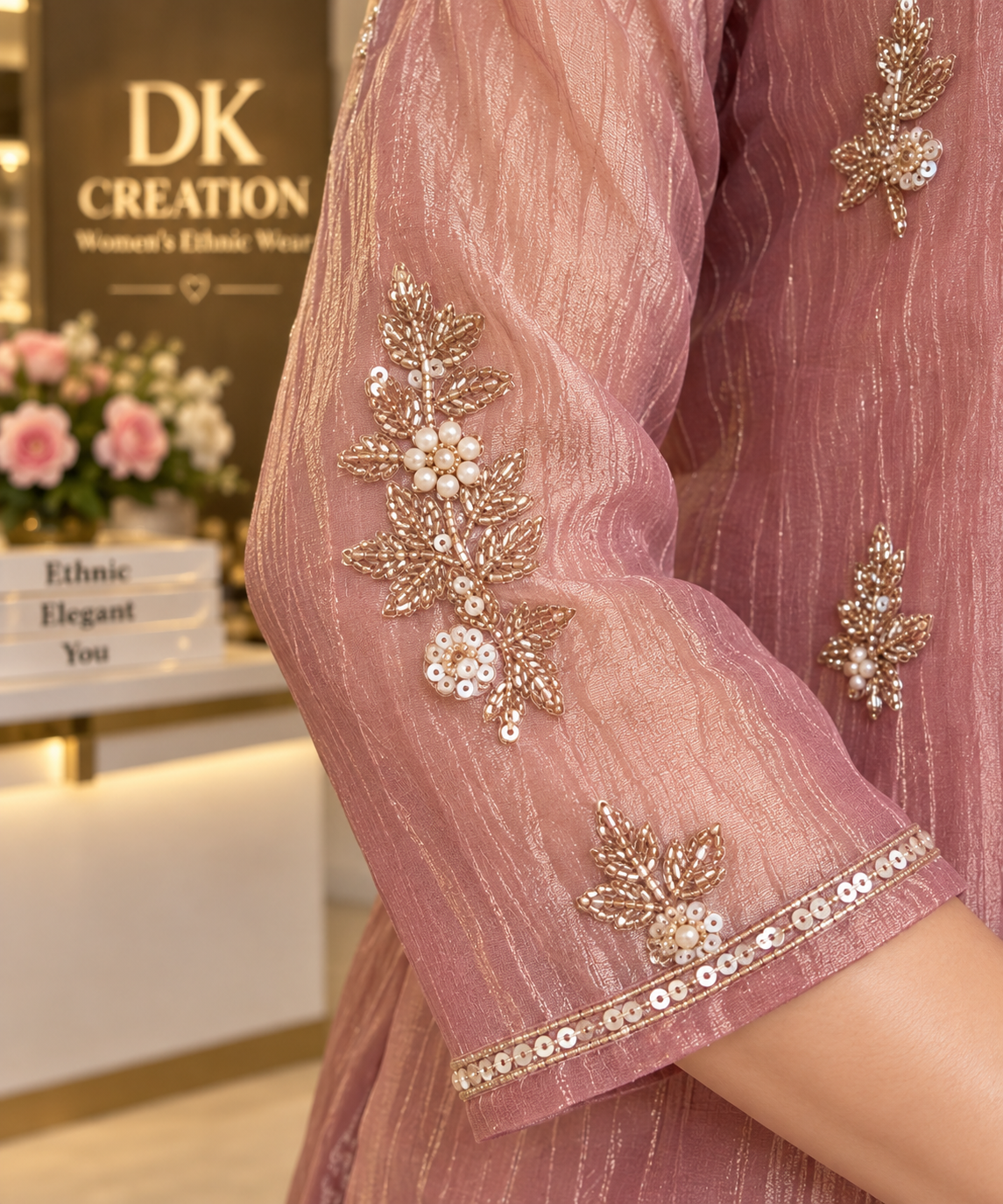 Festival Wear Salsa Fabric Handwork Suit