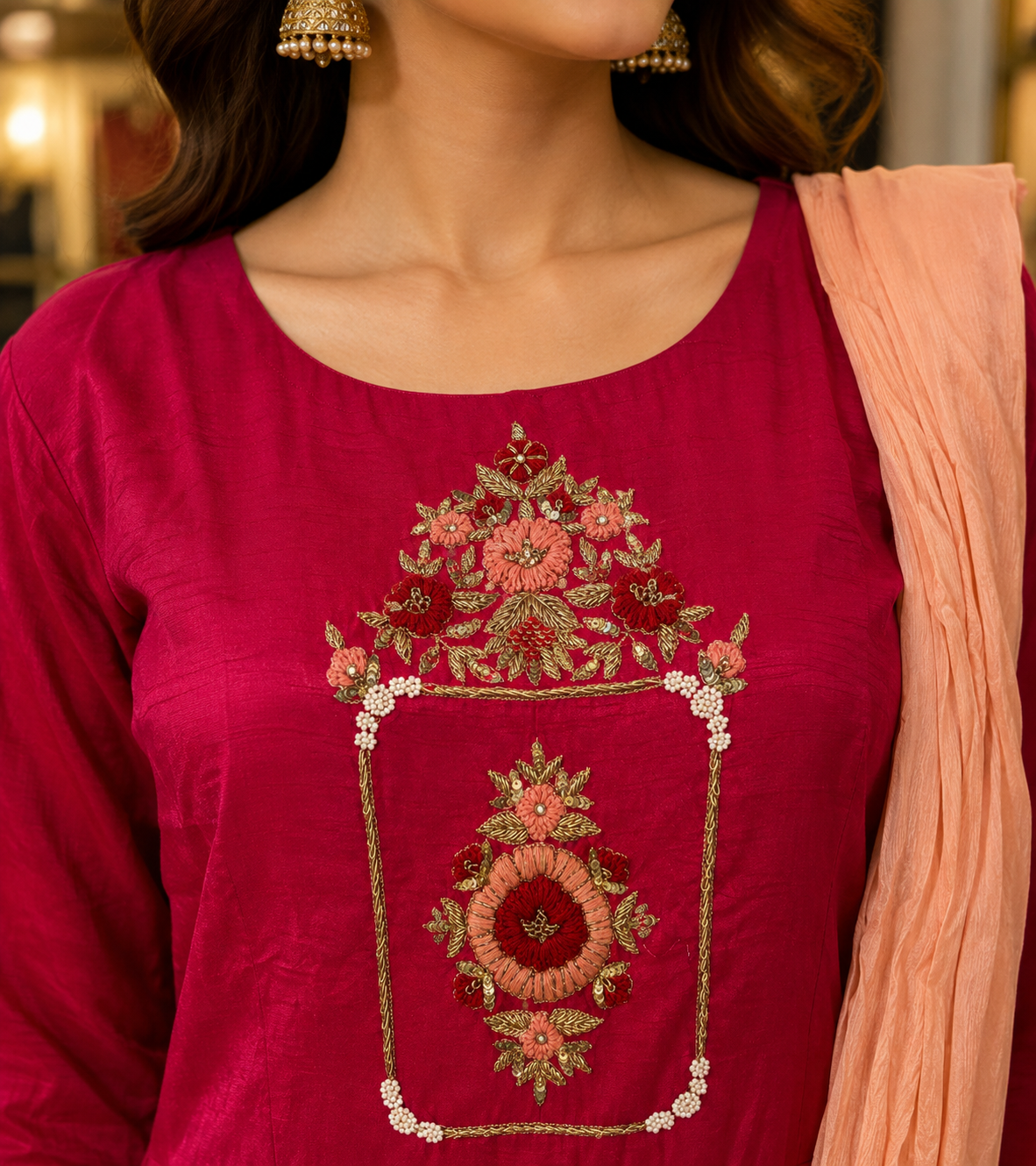 Rani Pink Designer Anarkali Suit Set