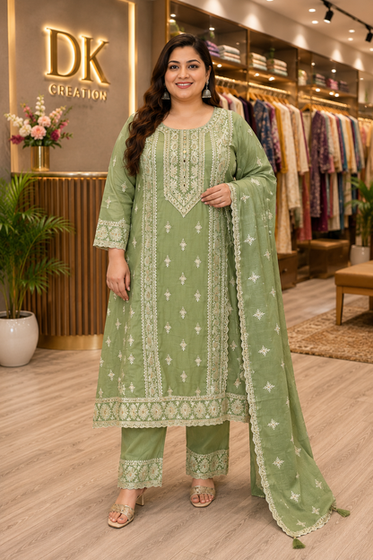 Pure Cotton Heavy Embroidery Suit